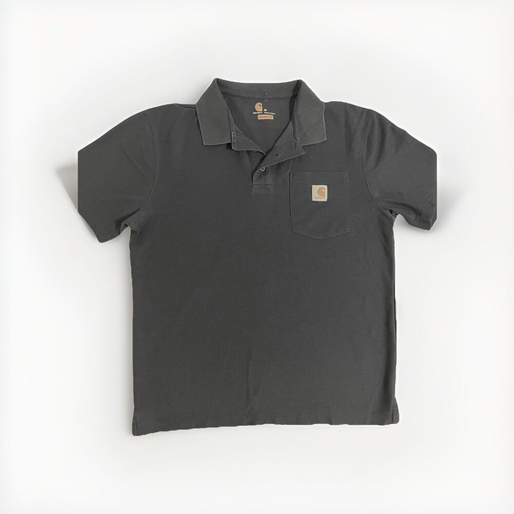 Carhartt Original Fit Polo Shirt Dark Blue M Short Sleeve Pocket Logo